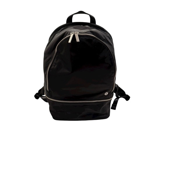 LULULEMON CITY ADVENTURER BACKPACK 20L BLACK silver zip pockets logo solid - Picture 1 of 7